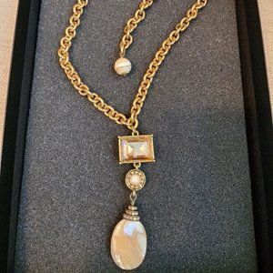 HEIDI DAUS GOLD CHAIN AMBER CRYSTAL AGATE NECKLACE ADJUSTABLE